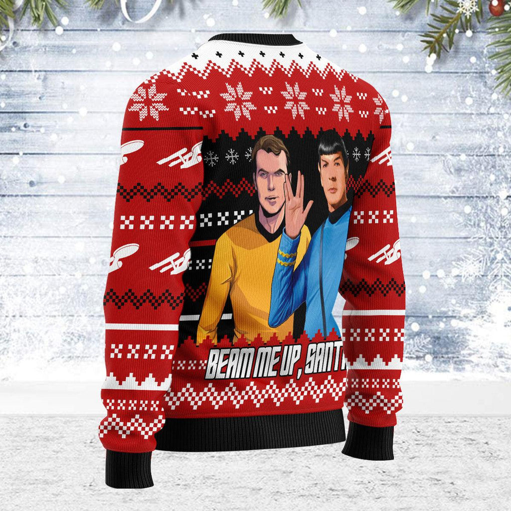 Christmas Wool Sweater Beam Me Up Santa - CustomsPig.com