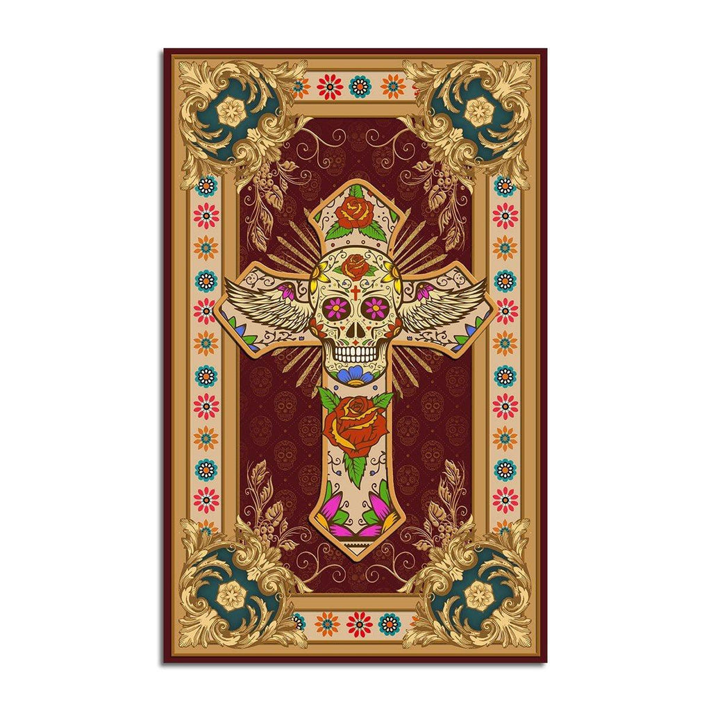 Cross Sugar Skull Rug - CustomsPig