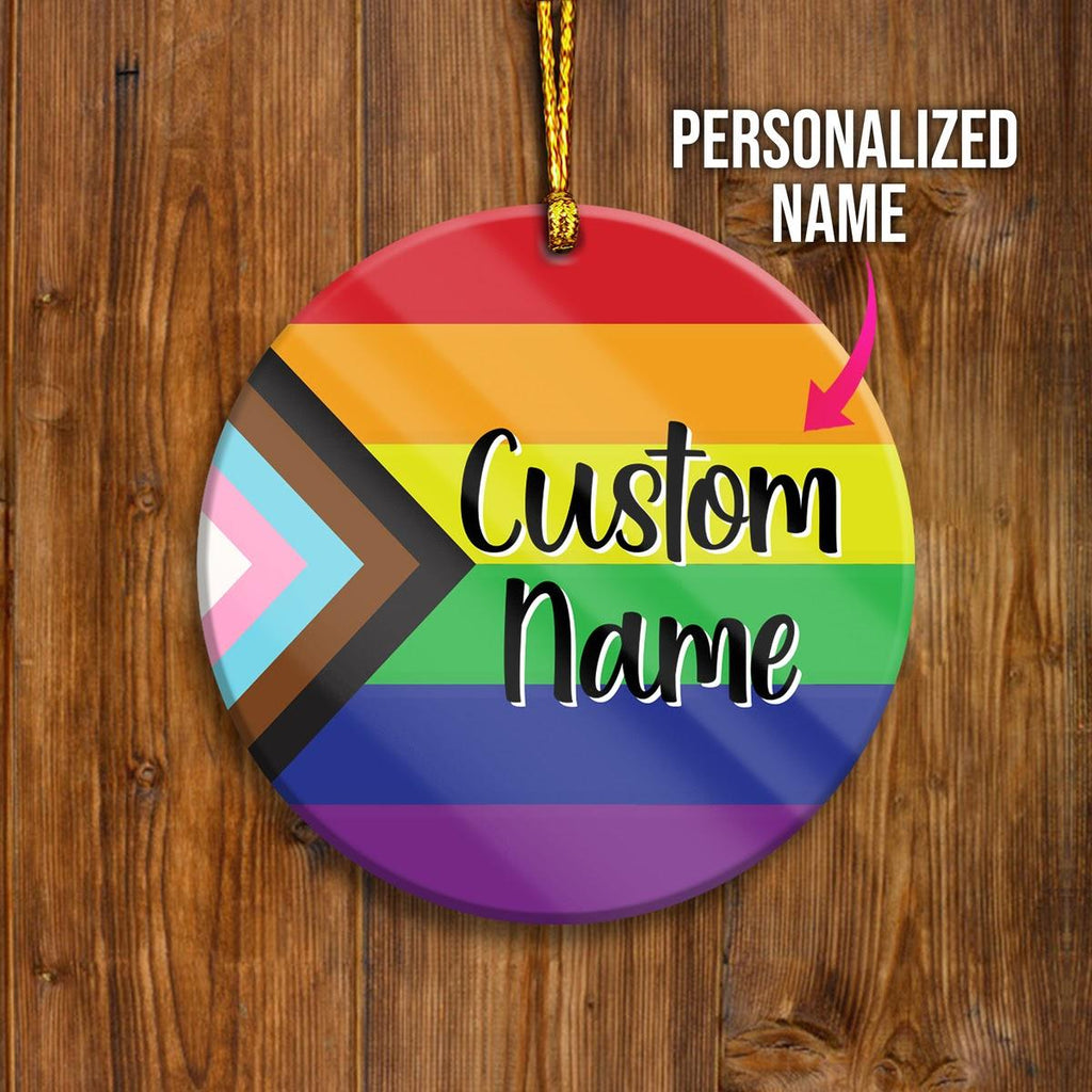 Custom Name Ornament LGBTQ Progress - CustomsPig