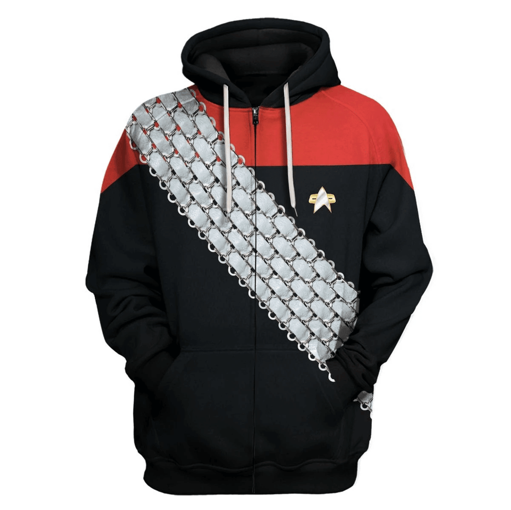 Deep Space Nine Worf Red T-shirt Hoodie Sweatpants Apparel -  CustomsPig.com