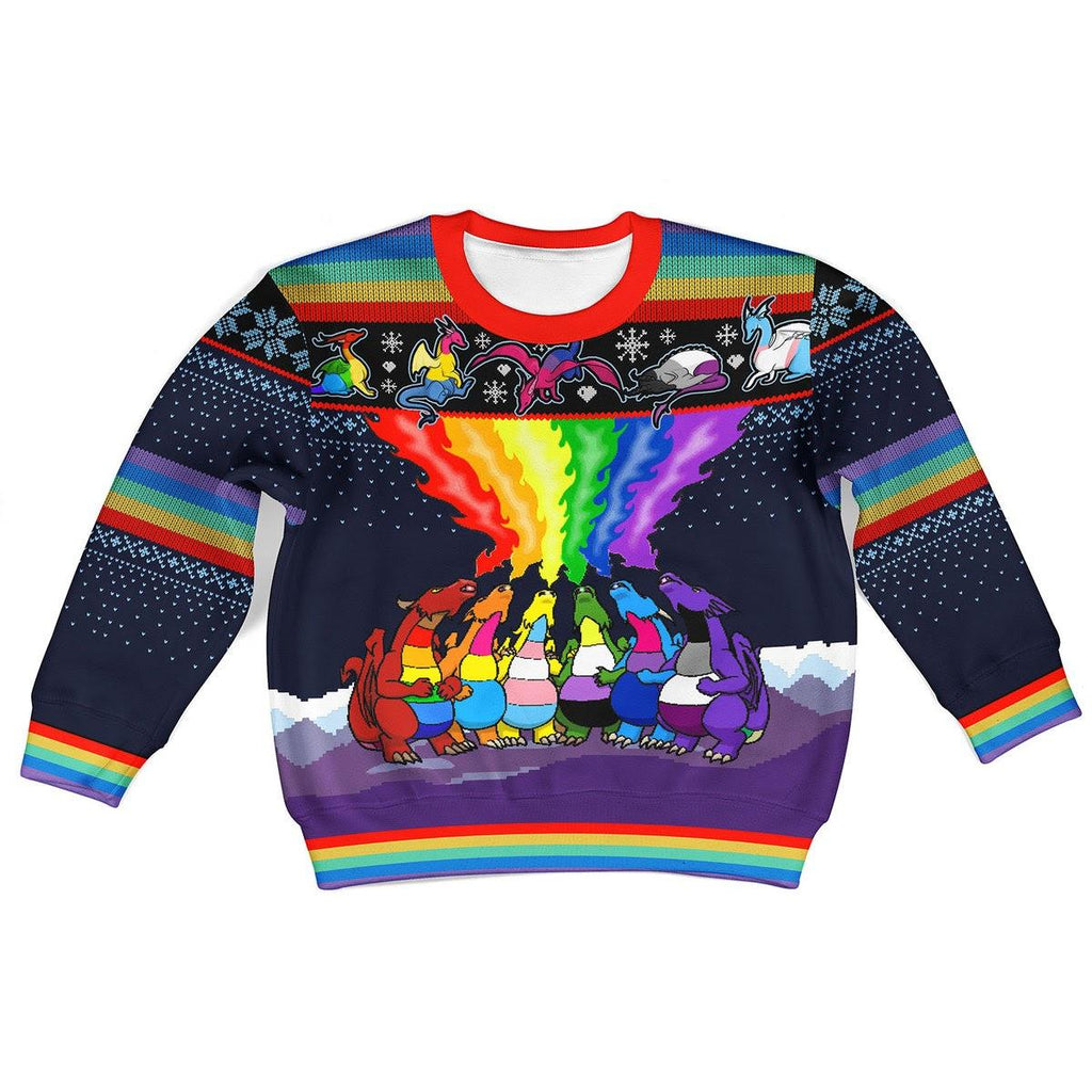 Dragon LGBT Kid Christmas Sweater - CustomsPig