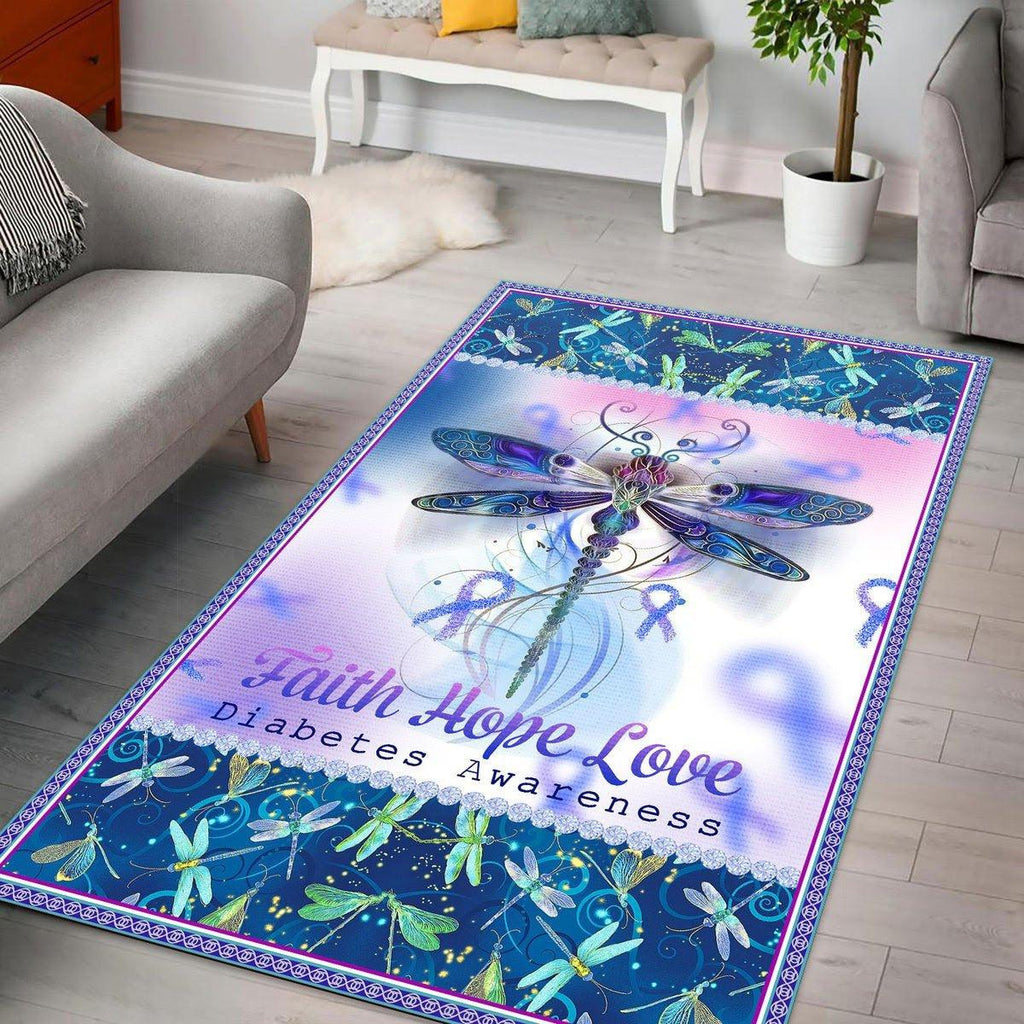 Dragonfly Diabetes Awareness Rug - CustomsPig