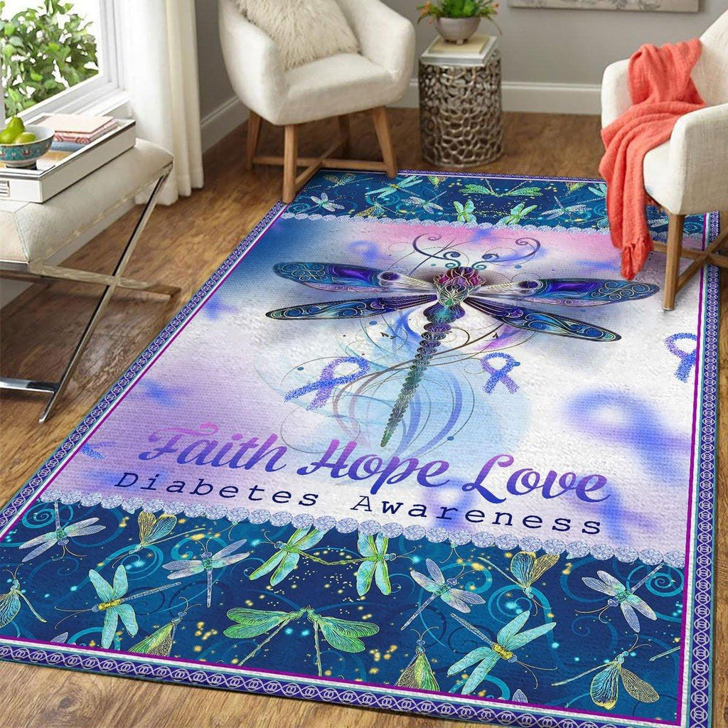 Dragonfly Diabetes Awareness Rug - CustomsPig