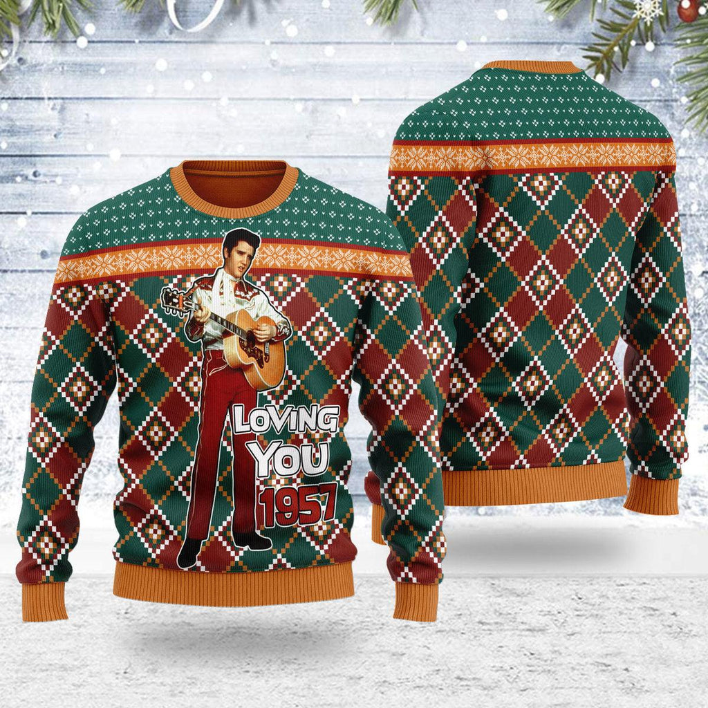 Elvis 'Loving You' 1957 Christmas Ugly Sweater - CustomsPig.com