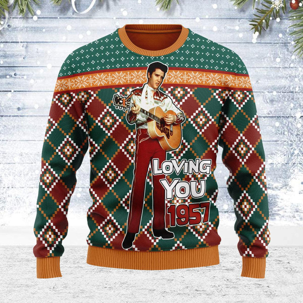 Elvis 'Loving You' 1957 Christmas Ugly Sweater - CustomsPig.com