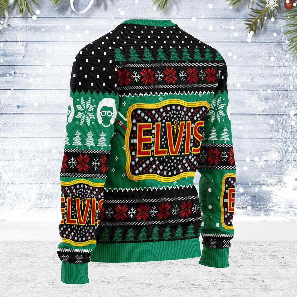 Elvis Presley "Belt buckle" Sign with Rhinestone Christmas Ugly Sweater - CustomsPig.com