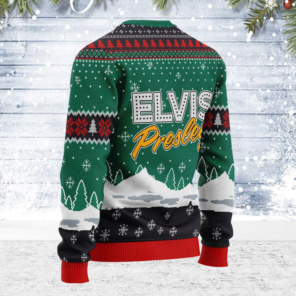 Elvis With Grandma Christmas Ugly Sweater - CustomsPig.com