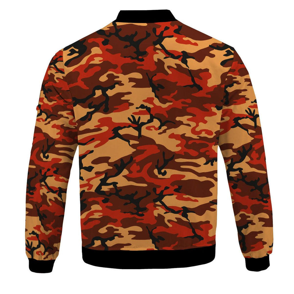 Flecktarn Red Brown German World War II Camouflage Patterns Bomber Jacket - CustomsPig