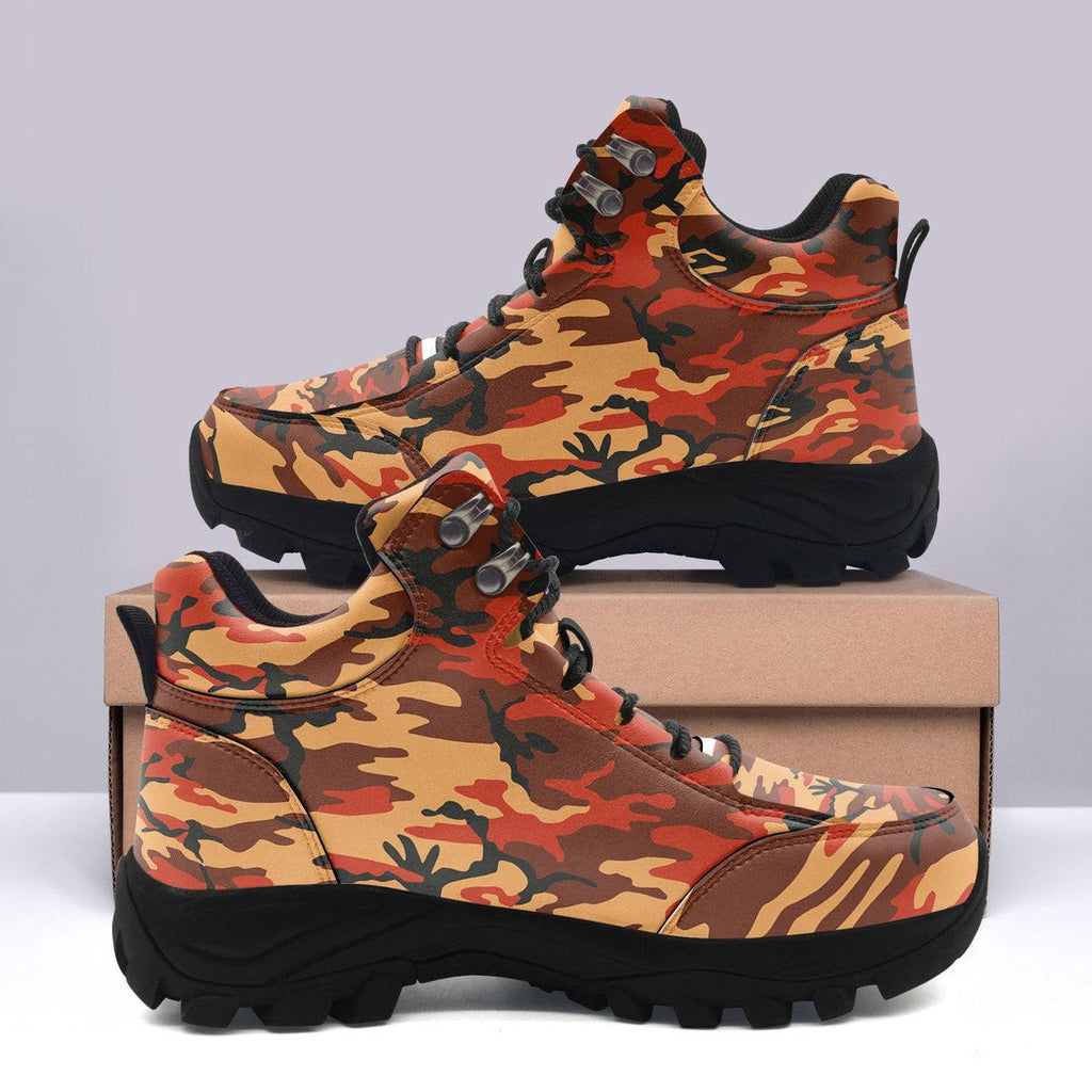 Flecktarn Red Brown German WWII CamoPatterns Hiking Shoes - CustomsPig