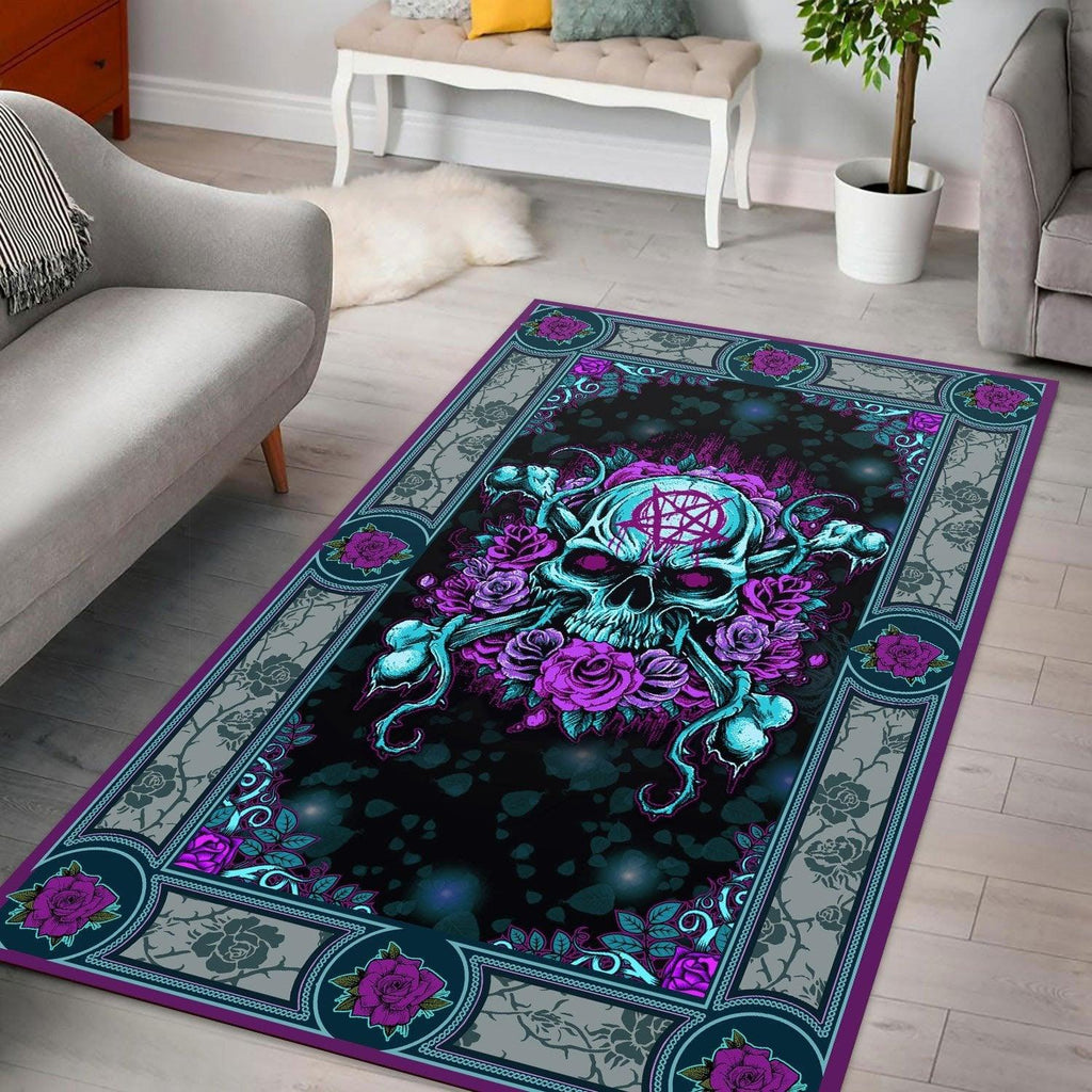 Flower Skull Rug - CustomsPig