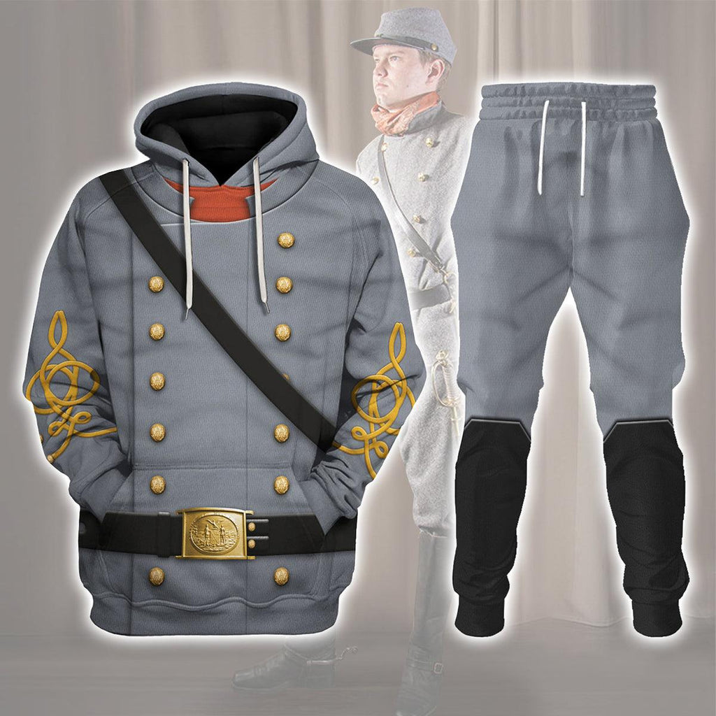 CustomsPig American Confederate Army-Cavalry Officer Uniform All Over Print Hoodie Sweatshirt T-Shirt Tracksuit - CustomsPig.com