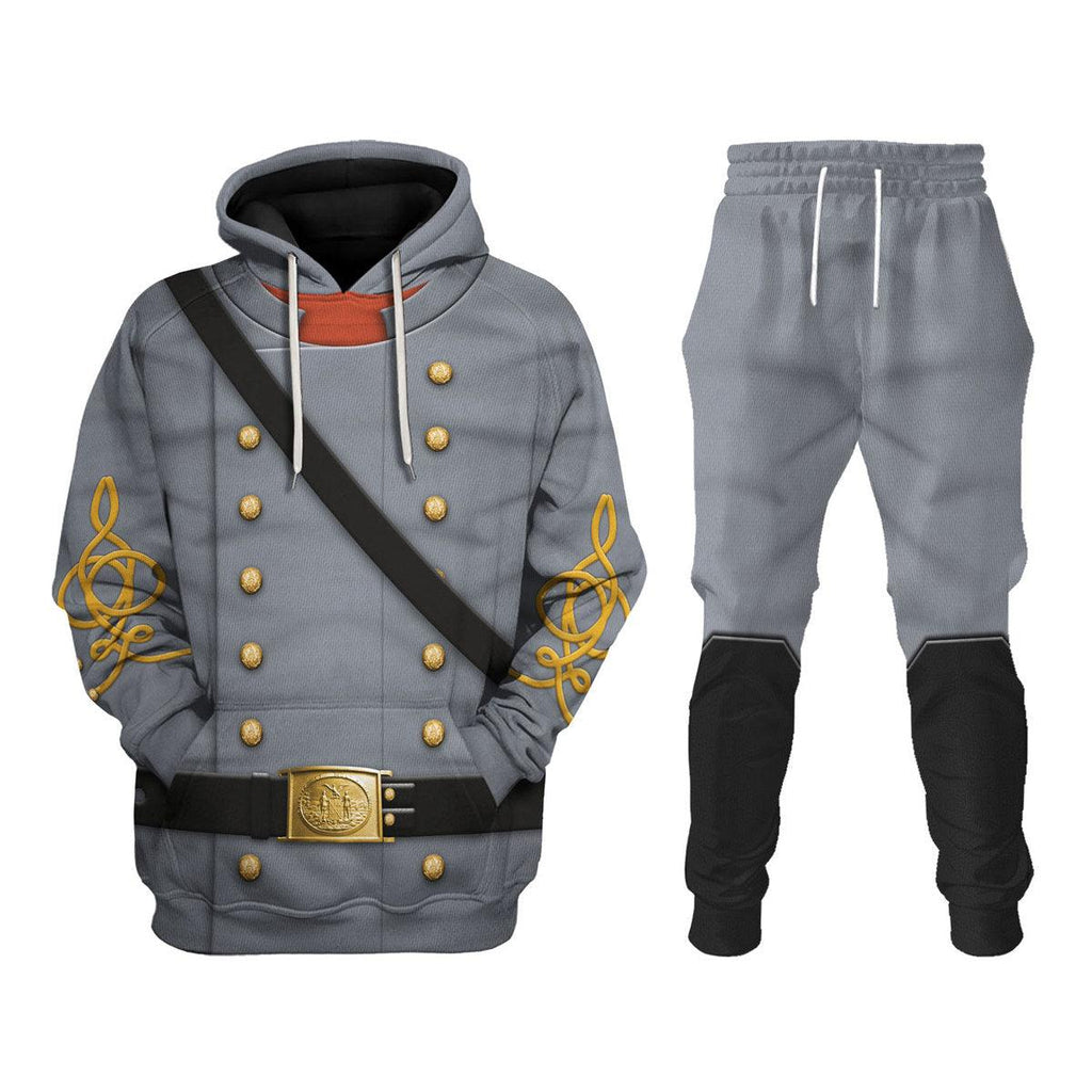 CustomsPig American Confederate Army-Cavalry Officer Uniform All Over Print Hoodie Sweatshirt T-Shirt Tracksuit - CustomsPig.com