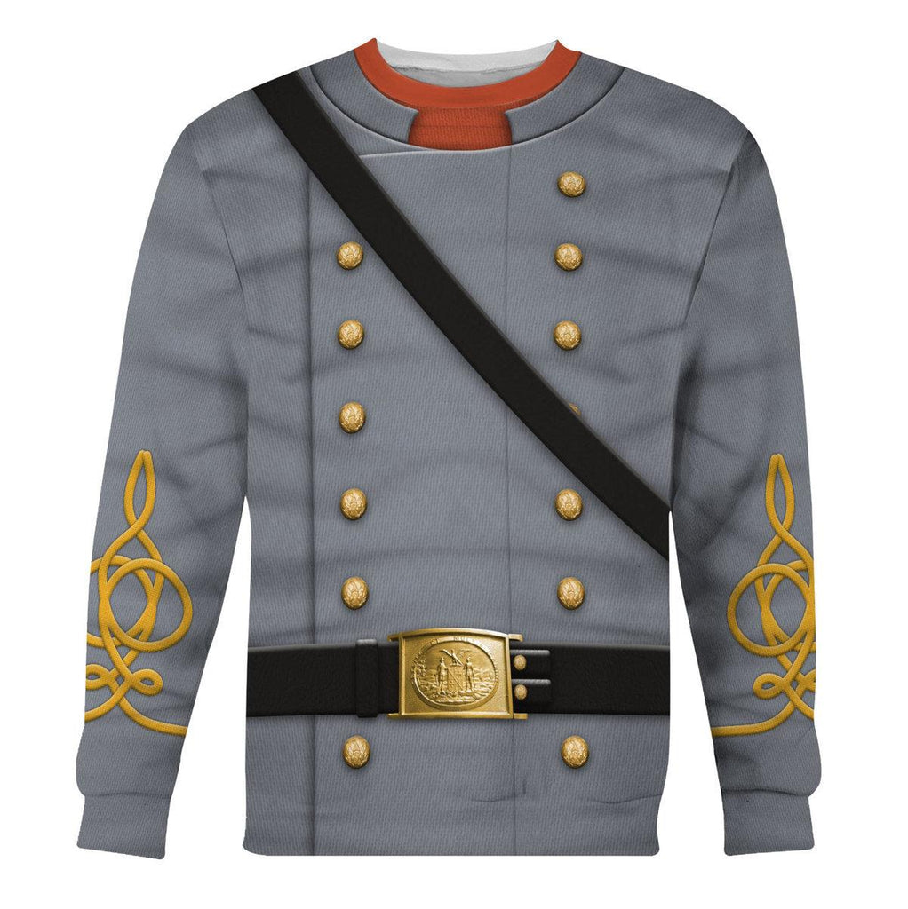 CustomsPig American Confederate Army-Cavalry Officer Uniform All Over Print Hoodie Sweatshirt T-Shirt Tracksuit - CustomsPig.com