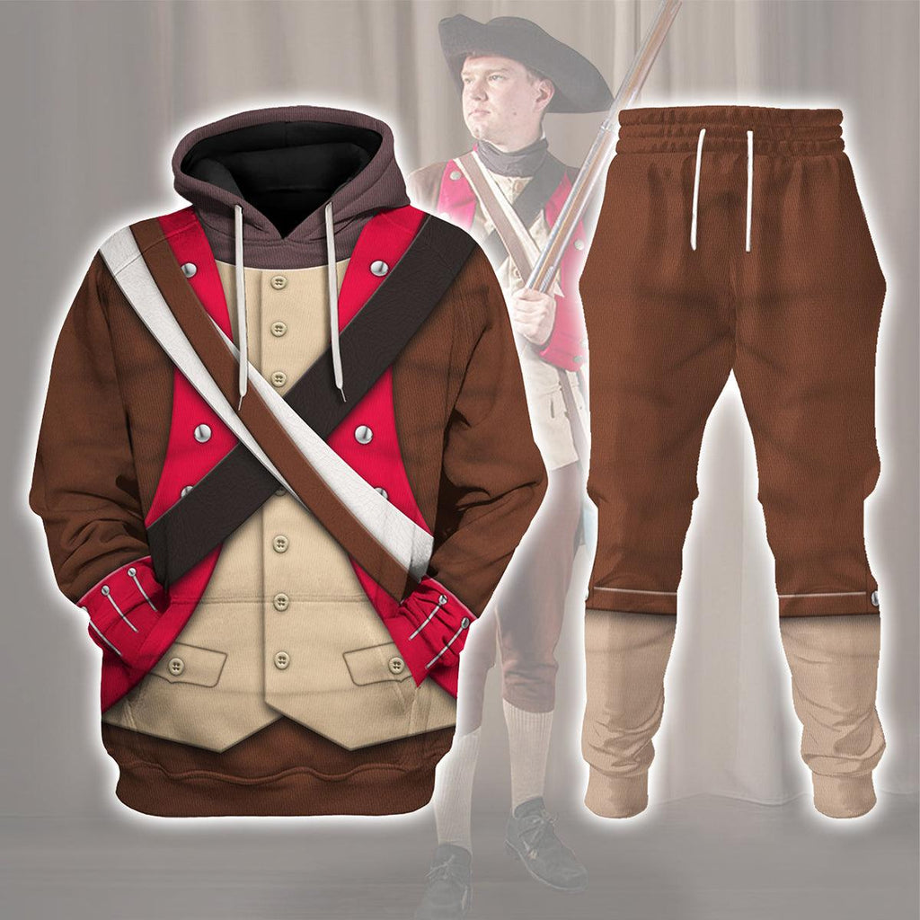 CustomsPig American Infantry-6th Continental Regiment-1776-1783 Uniform All Over Print Hoodie Sweatshirt T-Shirt Tracksuit - CustomsPig.com