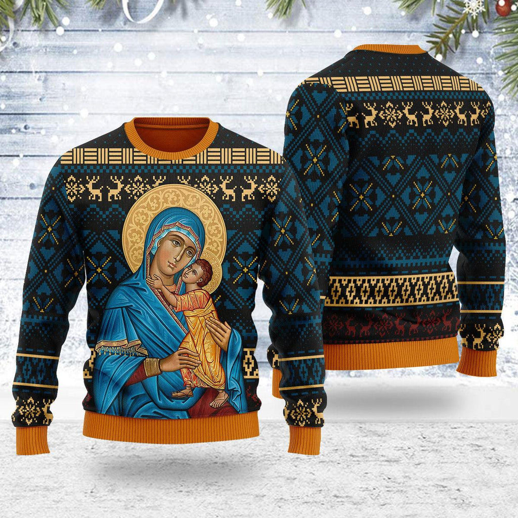 Gearhomie Blue Madonna Virgin Mary Christmas Sweater - Gearhomie.com