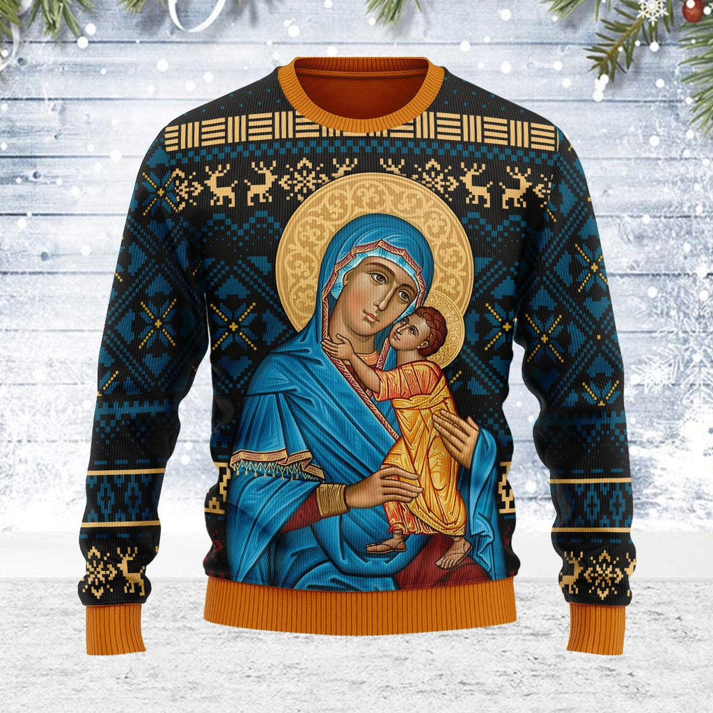 Gearhomie Blue Madonna Virgin Mary Christmas Sweater - Gearhomie.com