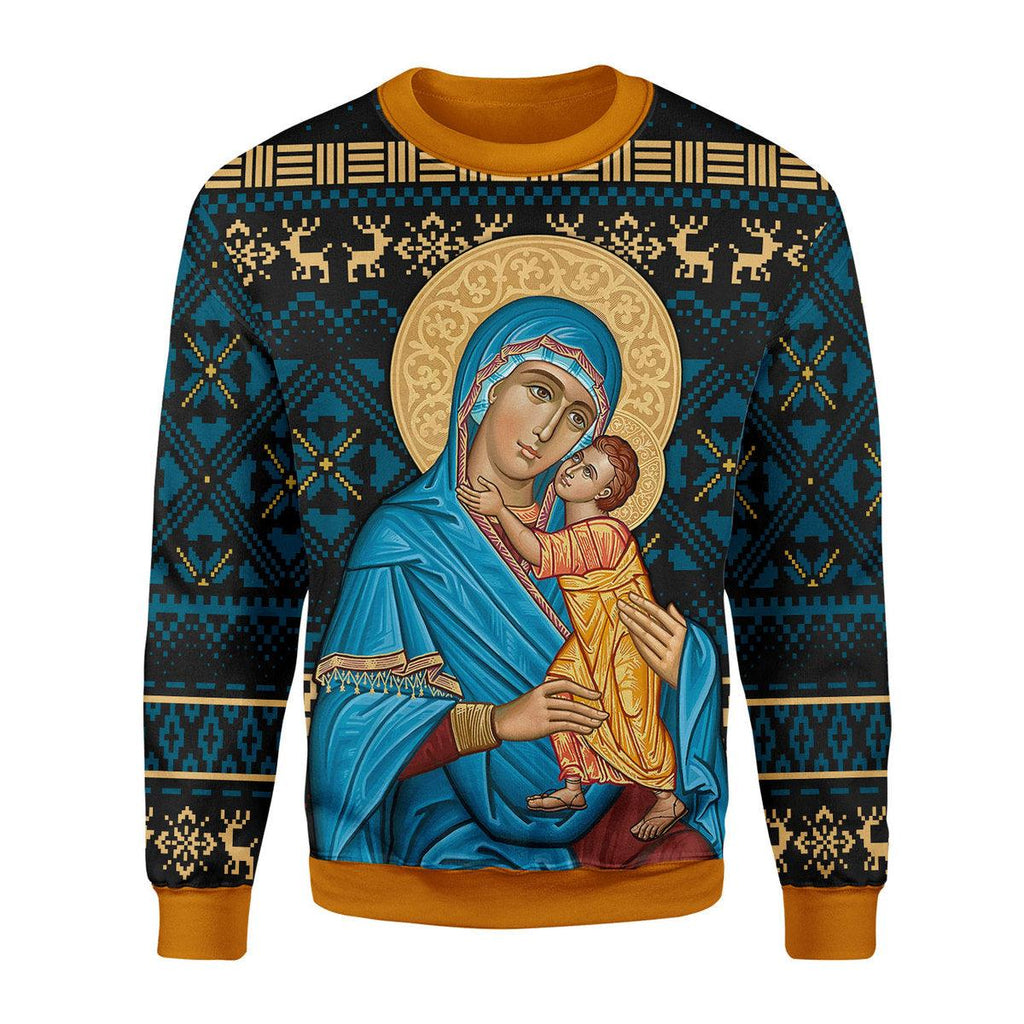 CustomsPig Blue Madonna Virgin Mary Christmas Sweater - CustomsPig.com