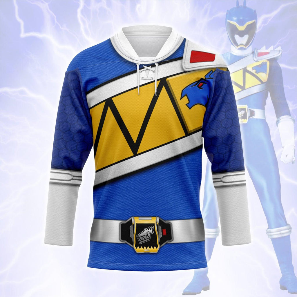  CustomsPig Blue Power Rangers Dino Charge Hockey Jersey -  CustomsPig.com