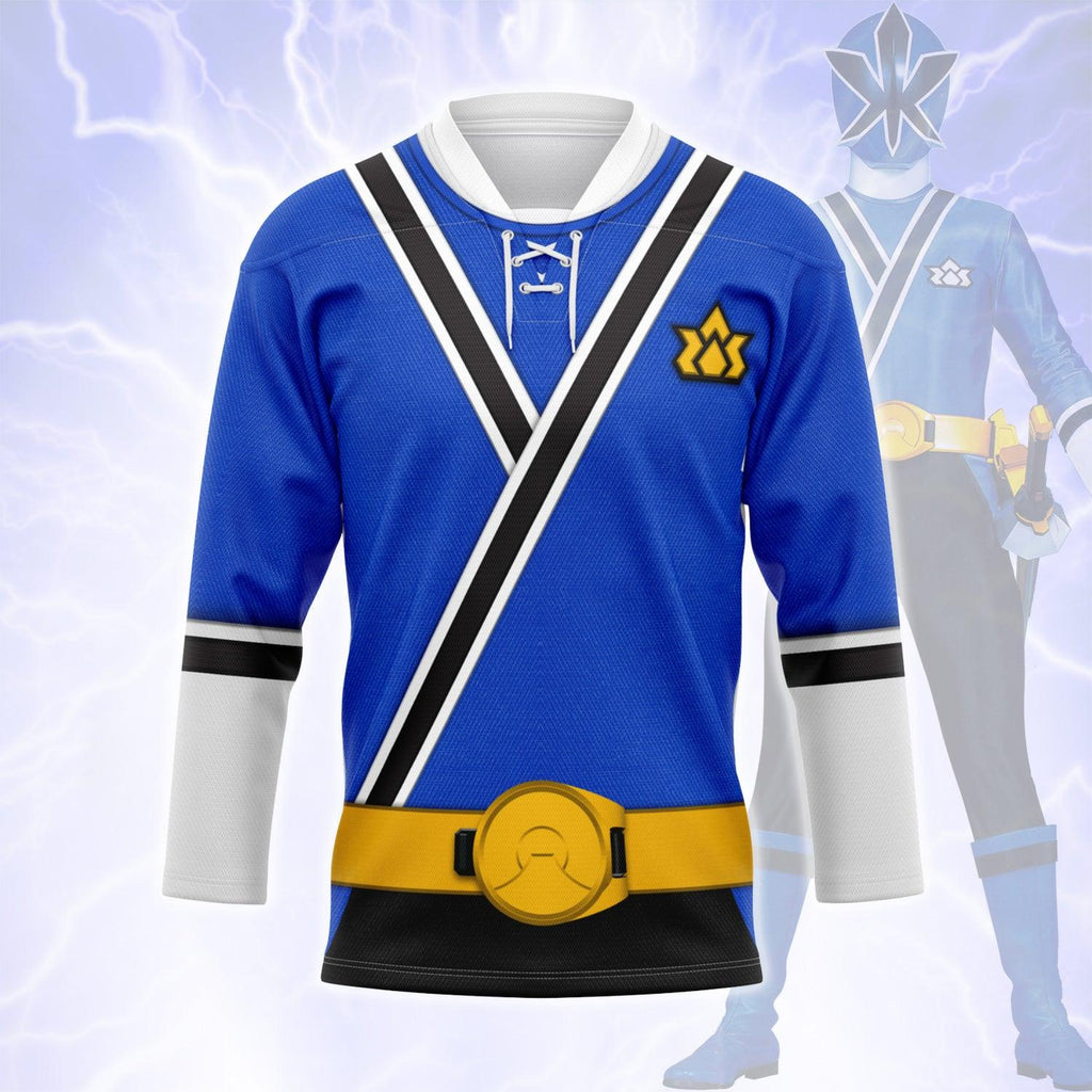 CustomsPig Blue Power Rangers Samurai Hockey Jersey - DucG