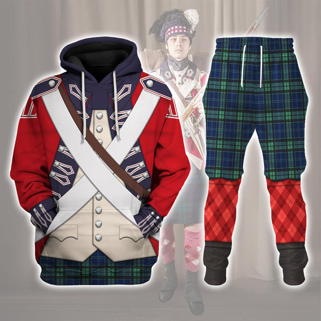 CustomsPig British 42nd Highland Infantry-1776-1783 Uniform All Over Print Hoodie Sweatshirt T-Shirt Tracksuit - CustomsPig.com