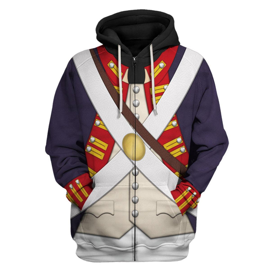 CustomsPig British Foot Artillery-1776-1783 Uniform All Over Print Hoodie Sweatshirt T-Shirt Tracksuit - CustomsPig.com