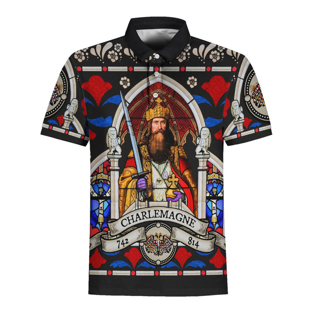 CustomsPig Charlemagne - Stained Glass in Cologne Cathedral Hawaiian Shirt Polo Shirt Beach short - CustomsPig.com