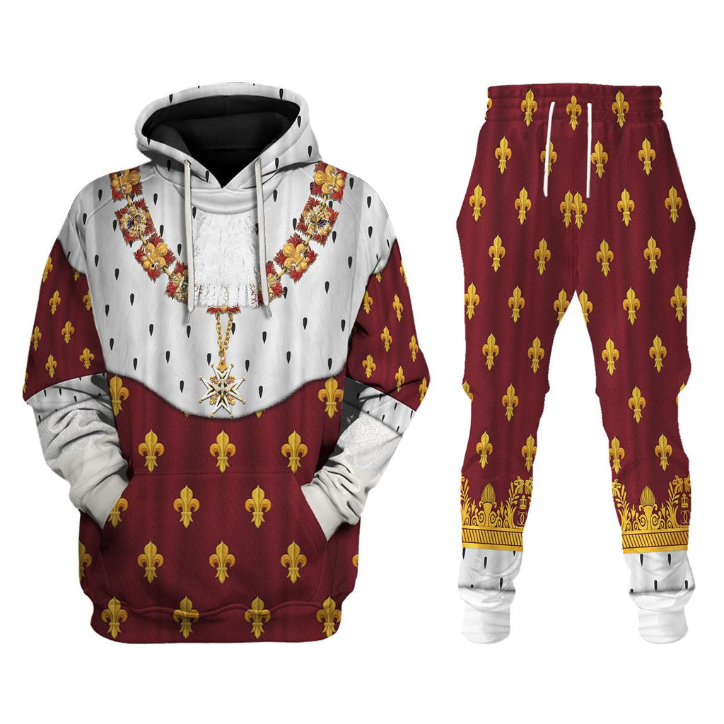 CustomsPig Charles X of France Coronation Robes Red Costume All Over Print Hoodie Sweatshirt T-Shirt Tracksuit - CustomsPig.com