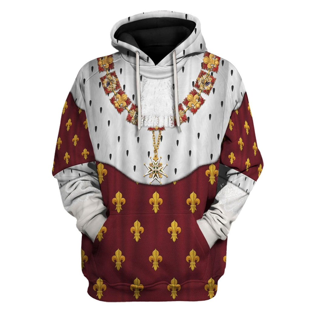 CustomsPig Charles X of France Coronation Robes Red Costume All Over Print Hoodie Sweatshirt T-Shirt Tracksuit - CustomsPig.com