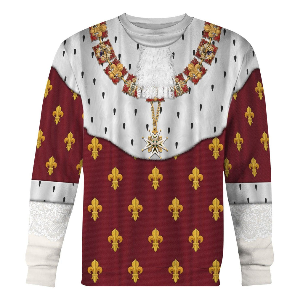 CustomsPig Charles X of France Coronation Robes Red Costume All Over Print Hoodie Sweatshirt T-Shirt Tracksuit - CustomsPig.com