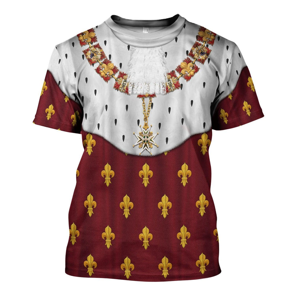 CustomsPig Charles X of France Coronation Robes Red Costume All Over Print Hoodie Sweatshirt T-Shirt Tracksuit - CustomsPig.com