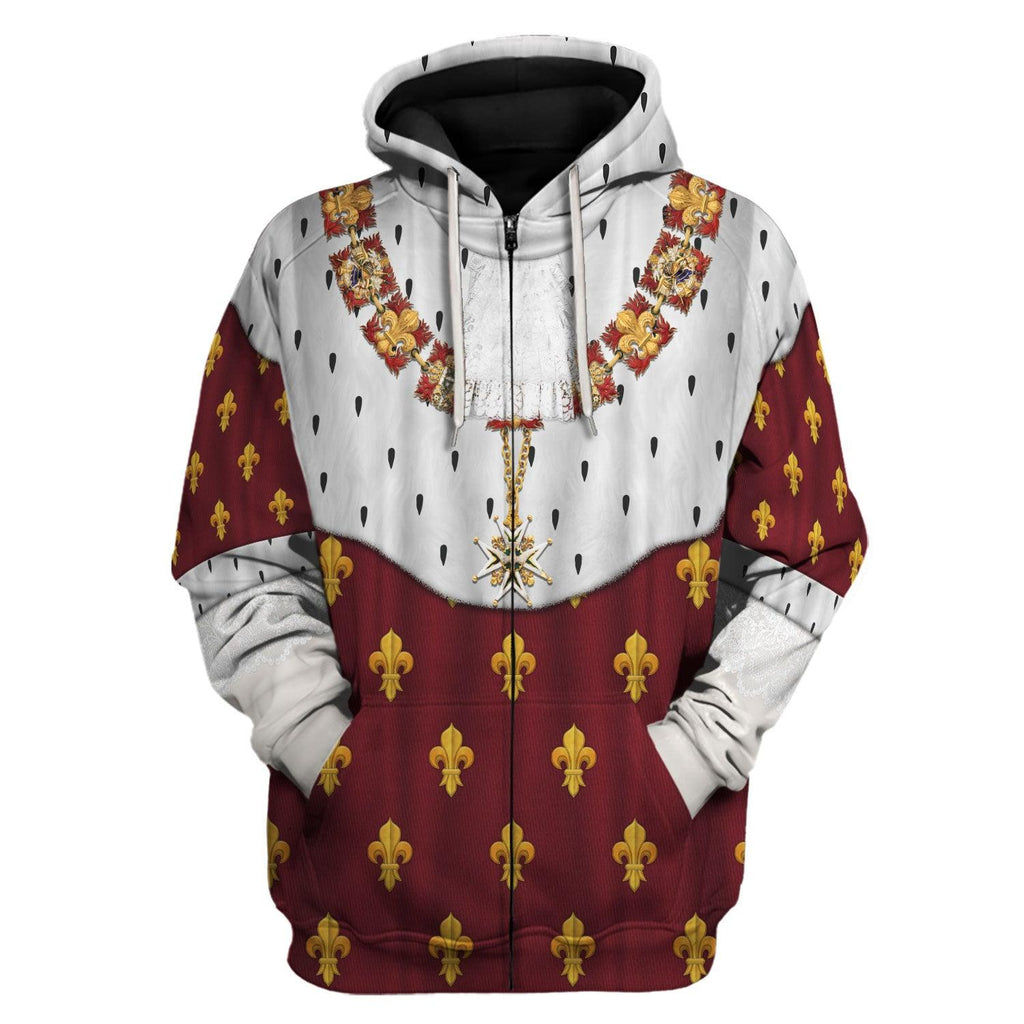 CustomsPig Charles X of France Coronation Robes Red Costume All Over Print Hoodie Sweatshirt T-Shirt Tracksuit - CustomsPig.com