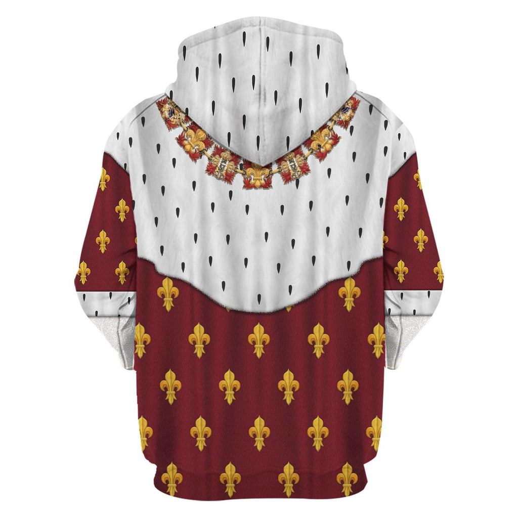 CustomsPig Charles X of France Coronation Robes Red Costume All Over Print Hoodie Sweatshirt T-Shirt Tracksuit - CustomsPig.com