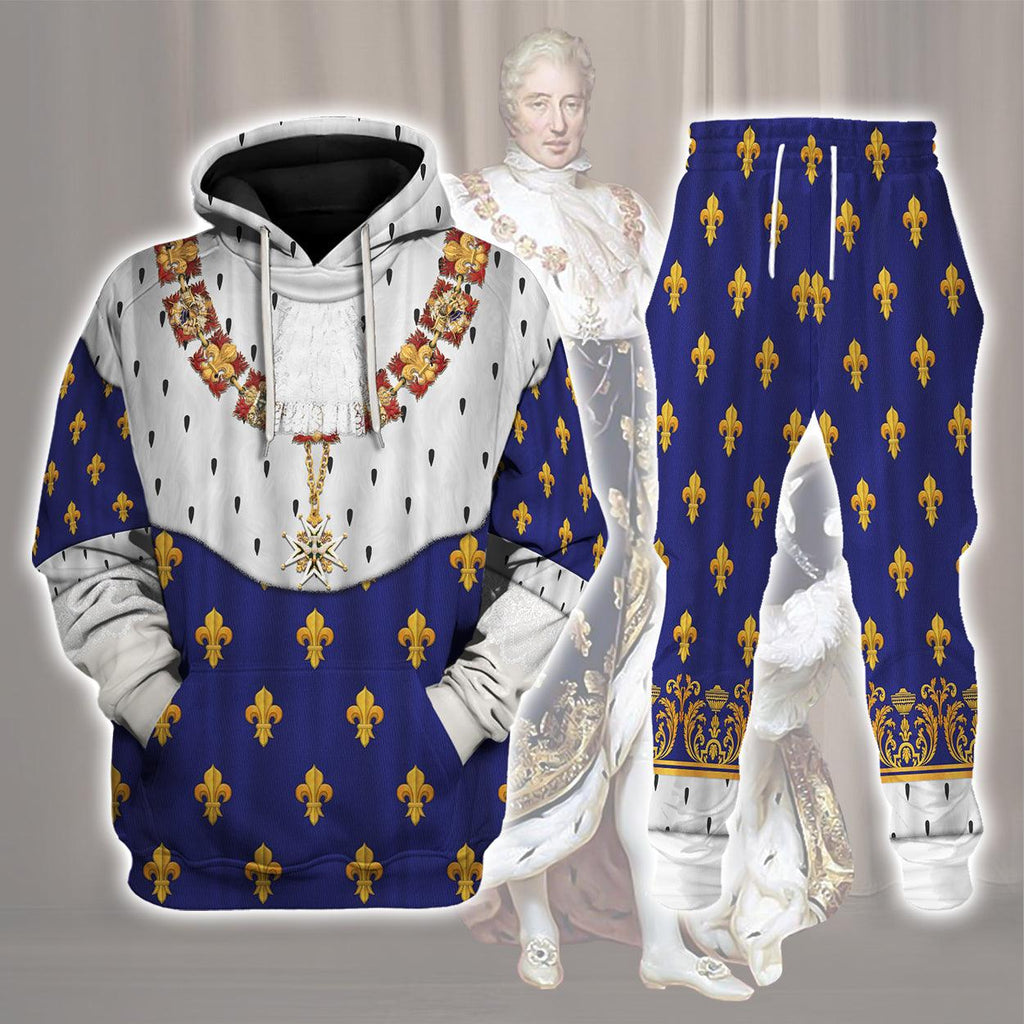 CustomsPig Charles X of France in Coronation Robes Blue Costume All Over Print Hoodie Sweatshirt T-Shirt Tracksuit - CustomsPig.com