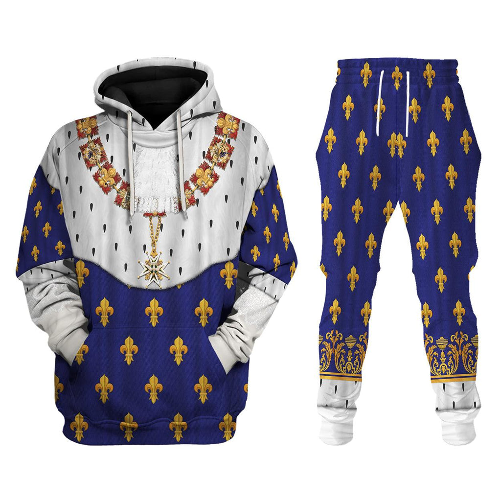 CustomsPig Charles X of France in Coronation Robes Blue Costume All Over Print Hoodie Sweatshirt T-Shirt Tracksuit - CustomsPig.com