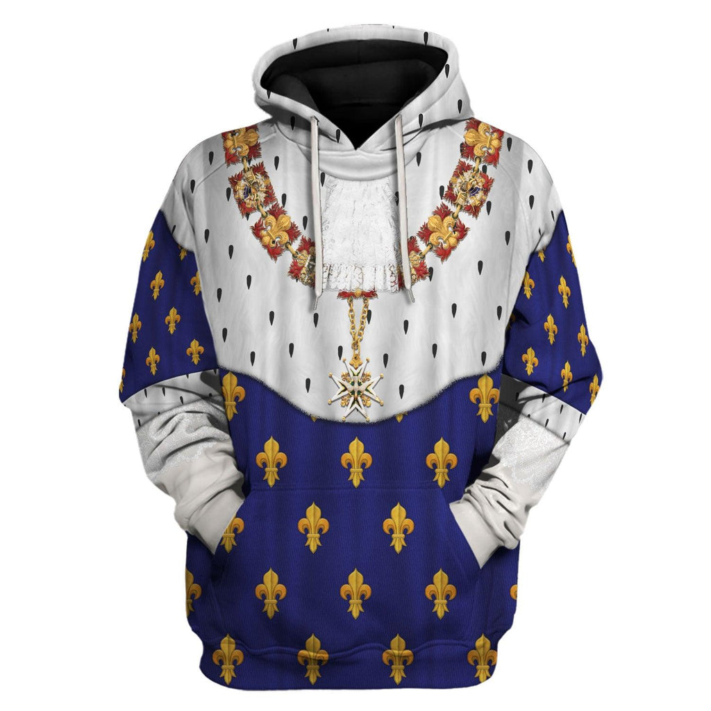 CustomsPig Charles X of France in Coronation Robes Blue Costume All Over Print Hoodie Sweatshirt T-Shirt Tracksuit - CustomsPig.com