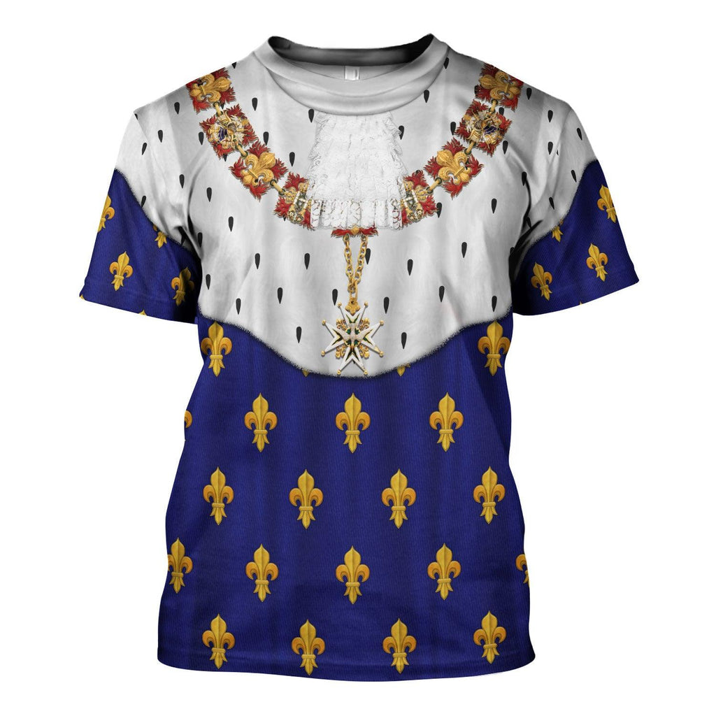 CustomsPig Charles X of France in Coronation Robes Blue Costume All Over Print Hoodie Sweatshirt T-Shirt Tracksuit - CustomsPig.com