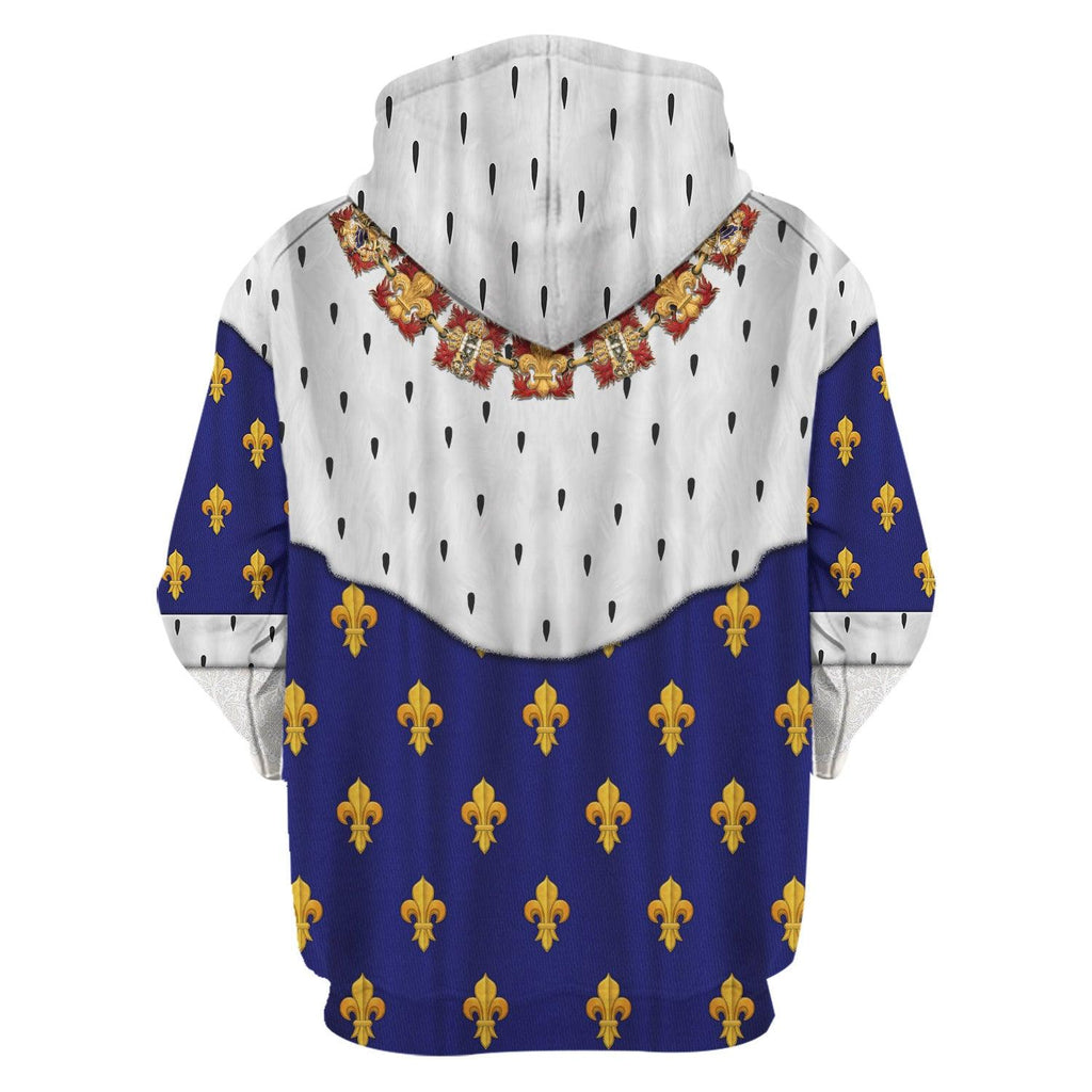 CustomsPig Charles X of France in Coronation Robes Blue Costume All Over Print Hoodie Sweatshirt T-Shirt Tracksuit - CustomsPig.com