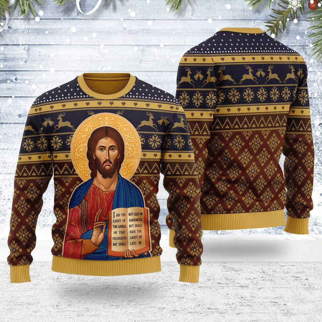 Gearhomie Cretan-Style Christ the Teacher Artwork Christmas Sweater - Gearhomie.com