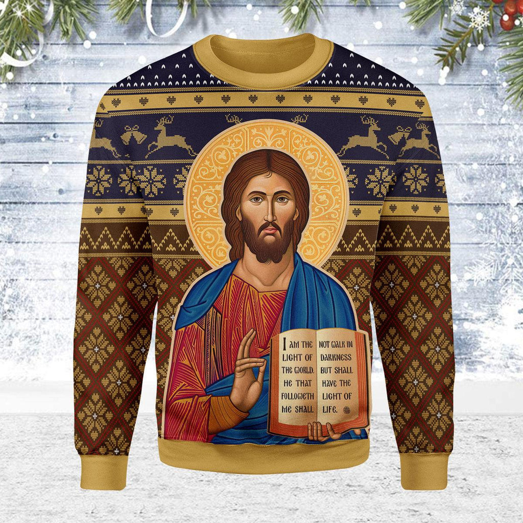 Gearhomie Cretan-Style Christ the Teacher Artwork Christmas Sweater - Gearhomie.com