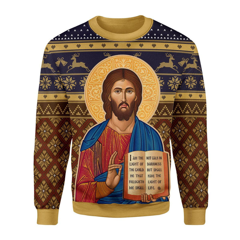 Gearhomie Cretan-Style Christ the Teacher Artwork Christmas Sweater - Gearhomie.com