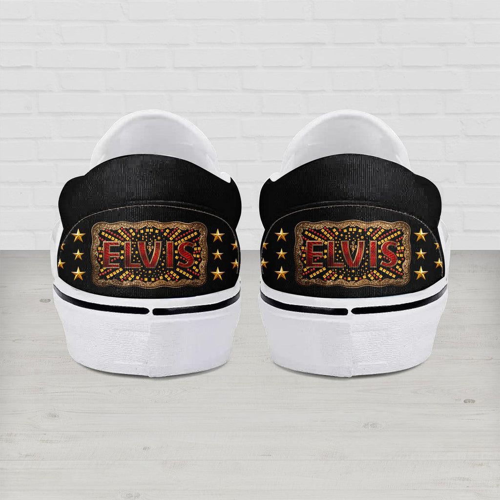 CustomsPig Elvis Aloha Black Slip On Shoes - CustomsPig.com