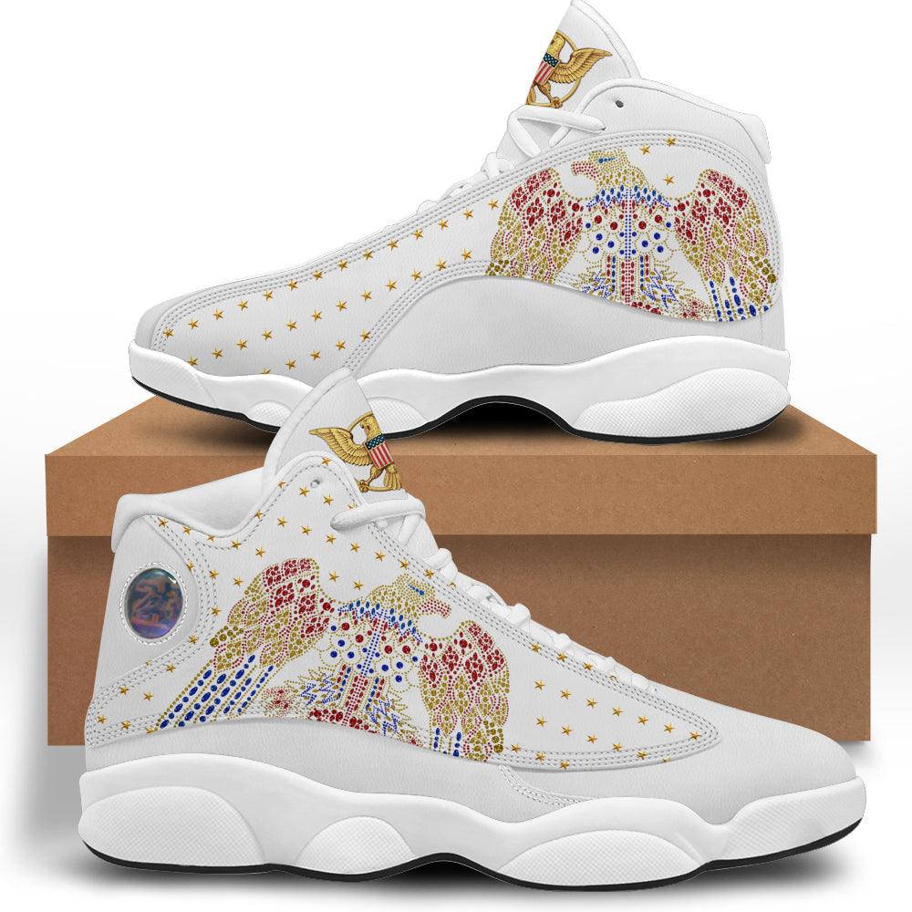 Gearhomie Elvis Aloha Eagle Unisex AJ13 Shoes White - Gearhomie.com