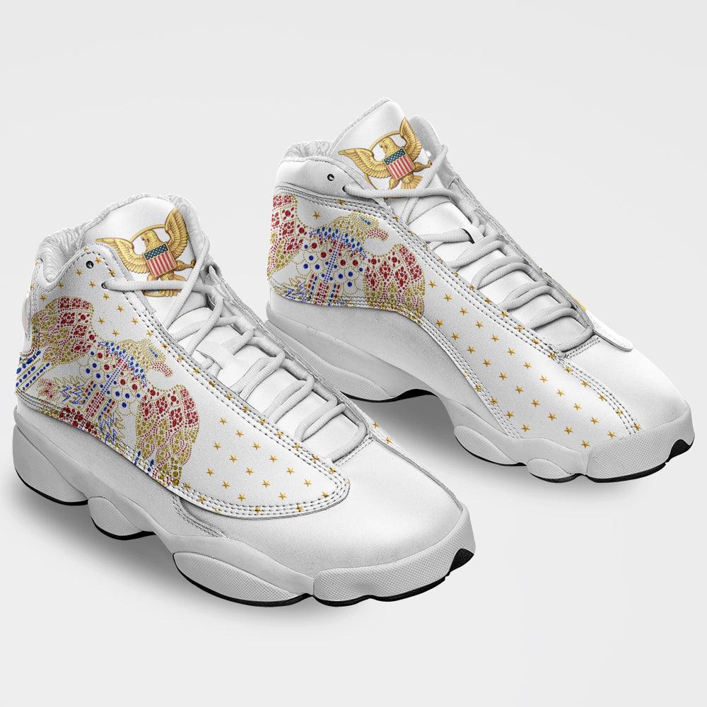 CustomsPig Elvis Aloha Eagle Unisex AJ13 Shoes White - CustomsPig.com