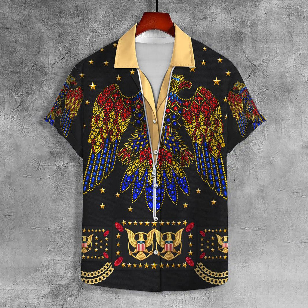 Gearhomie Elvis Aloha from Hawaii Black UNISEX CASUAL HAWAIIAN SHIRT - Gearhomie.com