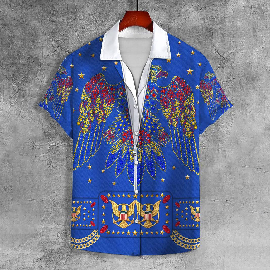 Gearhomie Elvis Aloha from Hawaii Blue UNISEX CASUAL HAWAIIAN SHIRT - Gearhomie.com