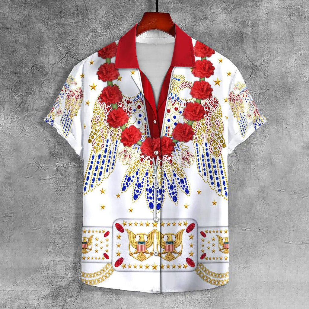 Gearhomie Elvis Aloha from Hawaii Flower UNISEX CASUAL HAWAIIAN SHIRT - Gearhomie.com