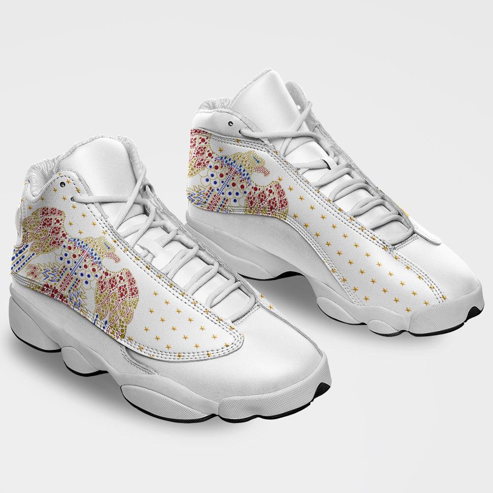 CustomsPig Elvis Aloha Unisex AJ13 Shoes White - CustomsPig.com