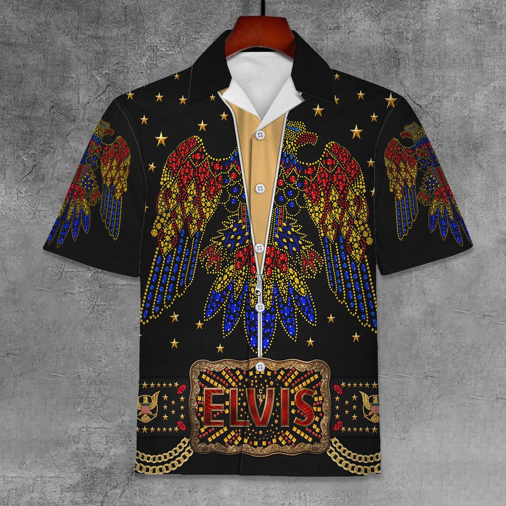 CustomsPig Elvis Aloha Unisex Hawaii Shirt in Black - CustomsPig.com