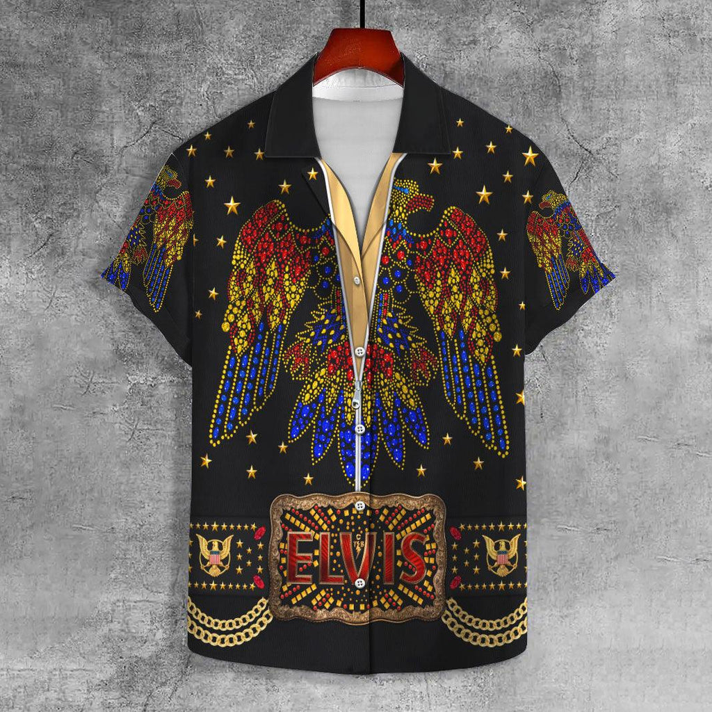 CustomsPig Elvis Aloha UNISEX LAPEL CASUAL HAWAIIAN in Black - CustomsPig.com