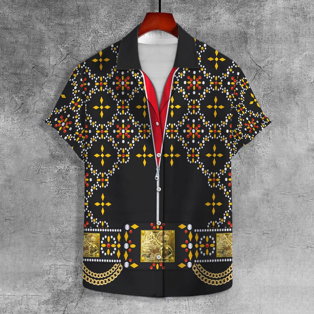 Gearhomie Elvis Black Conquistador UNISEX CASUAL HAWAIIAN SHIRT - Gearhomie.com